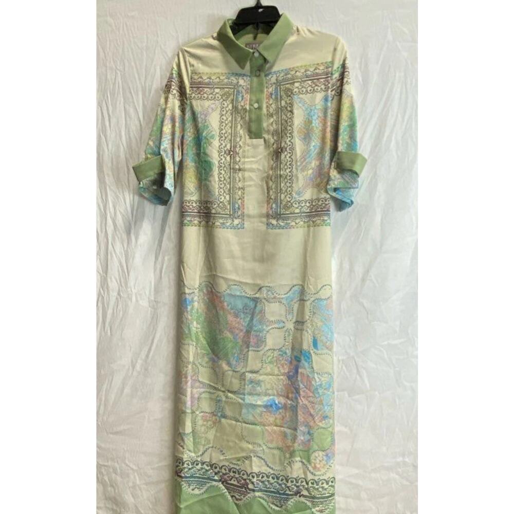 NWT NNA Enjoy Multicolor Eggshell Print A-Line Jane Dress Sz. M